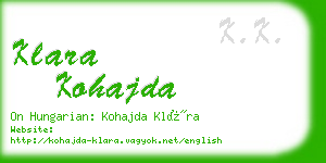 klara kohajda business card